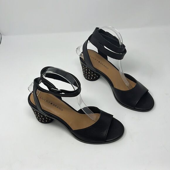 Lucky Brand Pernilla Round‎ Heel Leather Sandals Size 8.5 - Picture 2 of 8